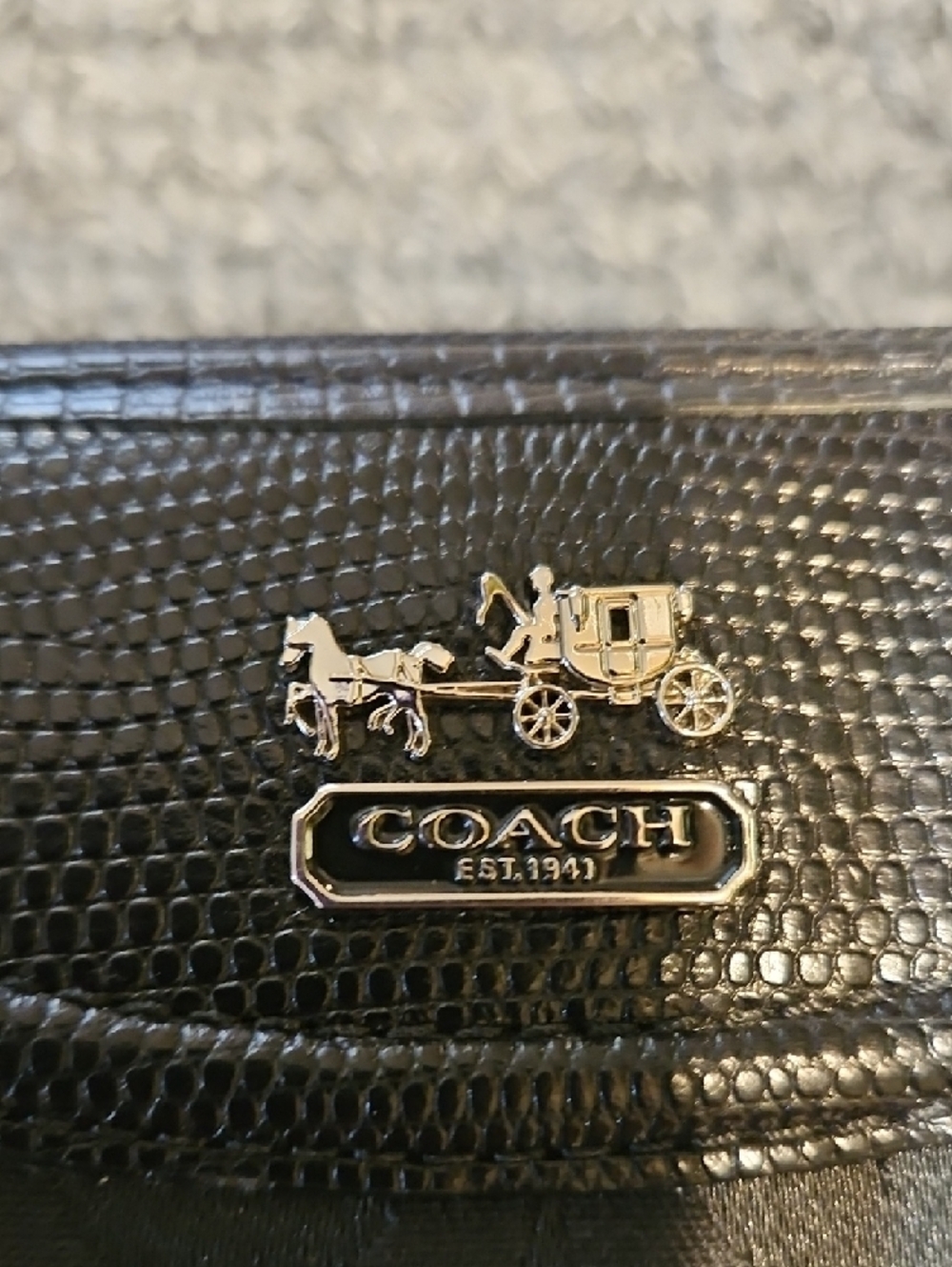 Coach Black Signature Jacquard Continental Wallet with Patent Trim - Picture 3 of 7